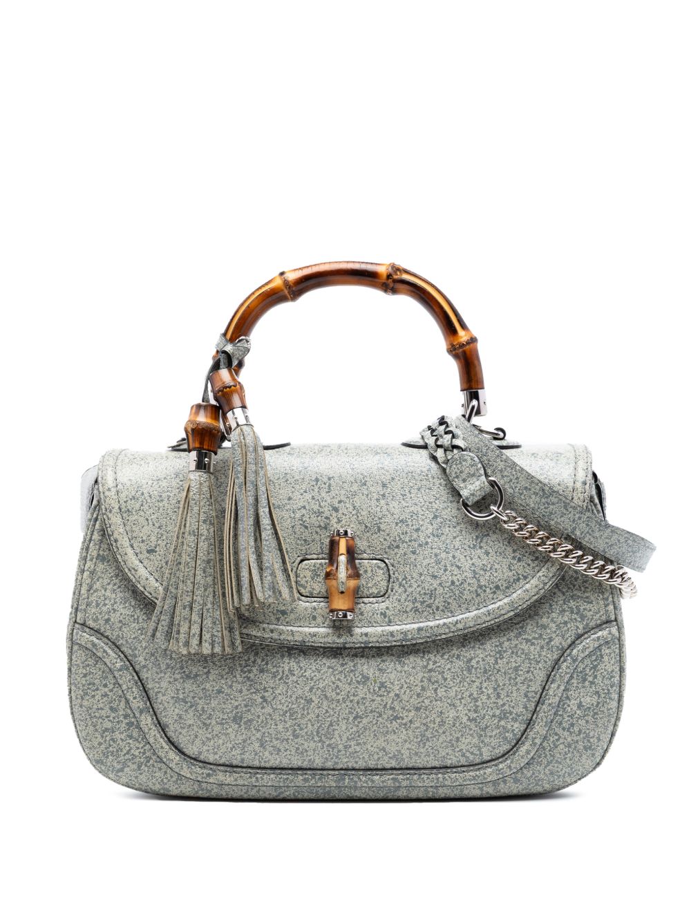 2016-2026 Large Speckled Leather New Bamboo Top Handle Bag satchel