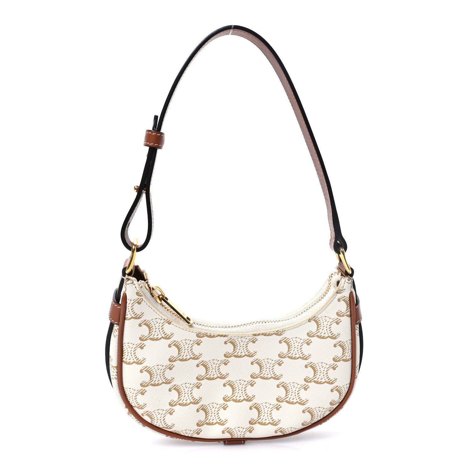 Celine Canvas Calfskin Mini Ava Triomphe Shoulder Bag White