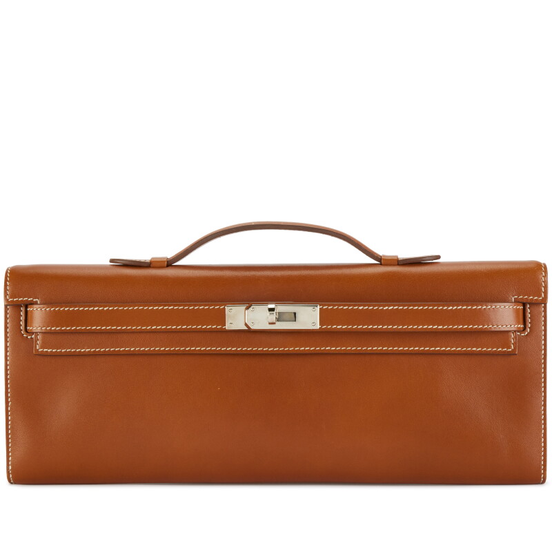 Fauve Tadelakt Kelly Cut Clutch Palladium Hardware, 2008