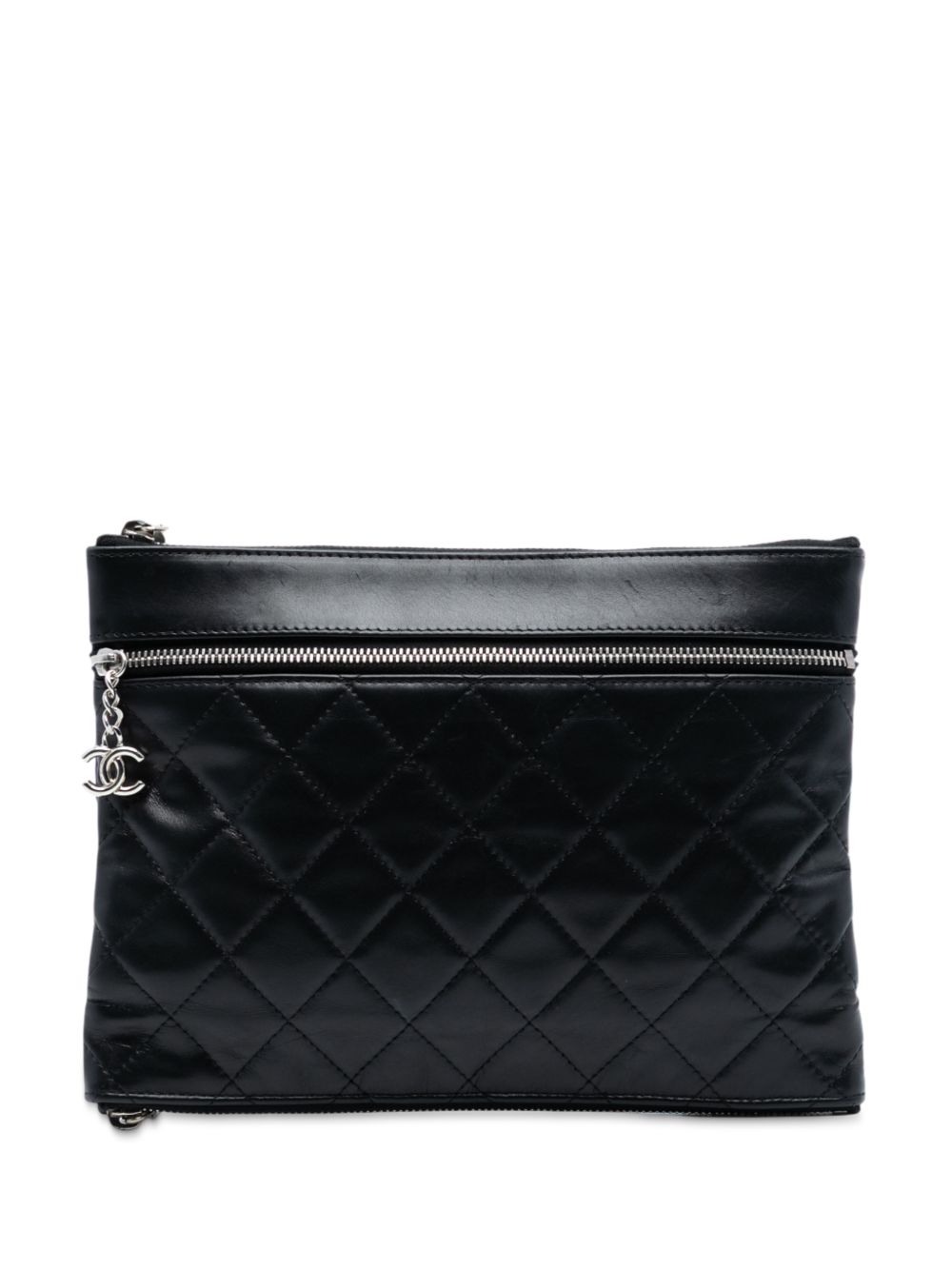2013-2014 CC Quilted Lambskin Multi Zip clutch bag