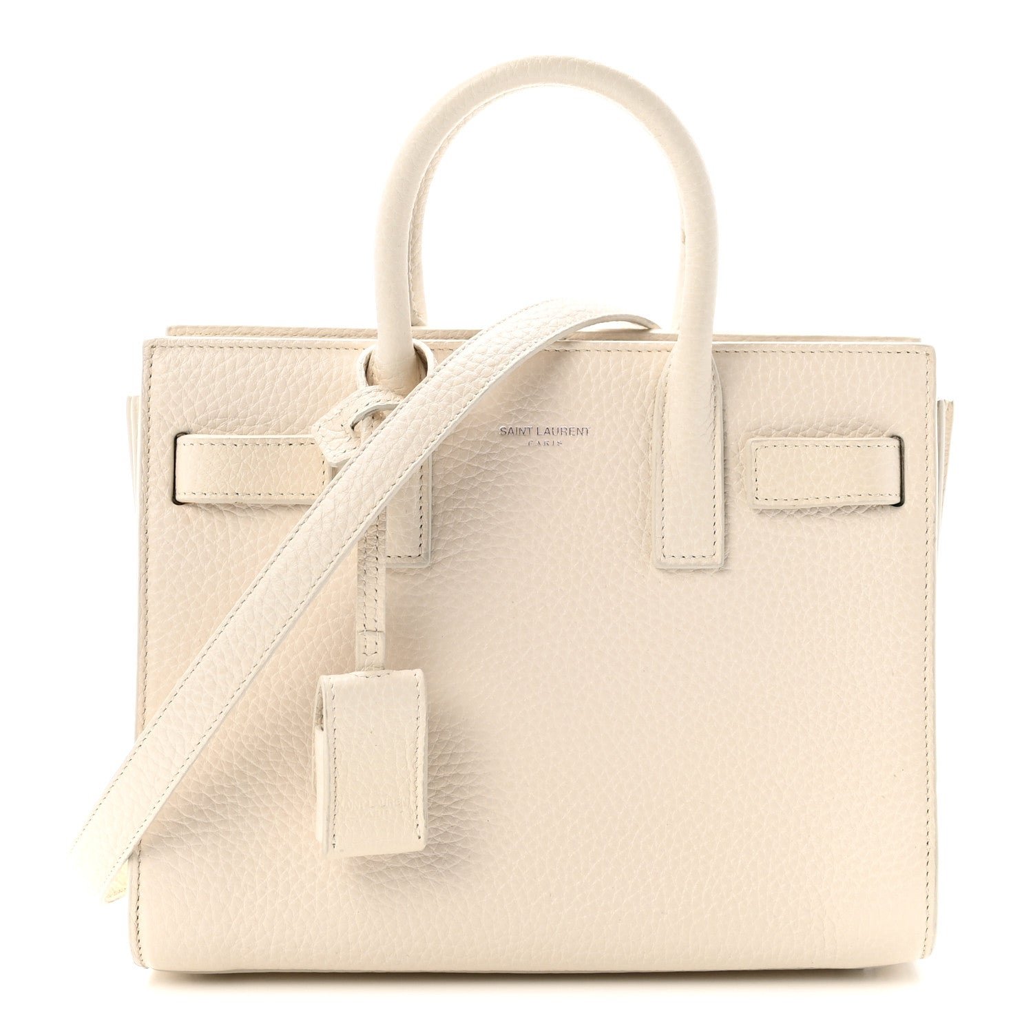 Saint Laurent Grained Calfskin Nano Sac de Jour Dove White