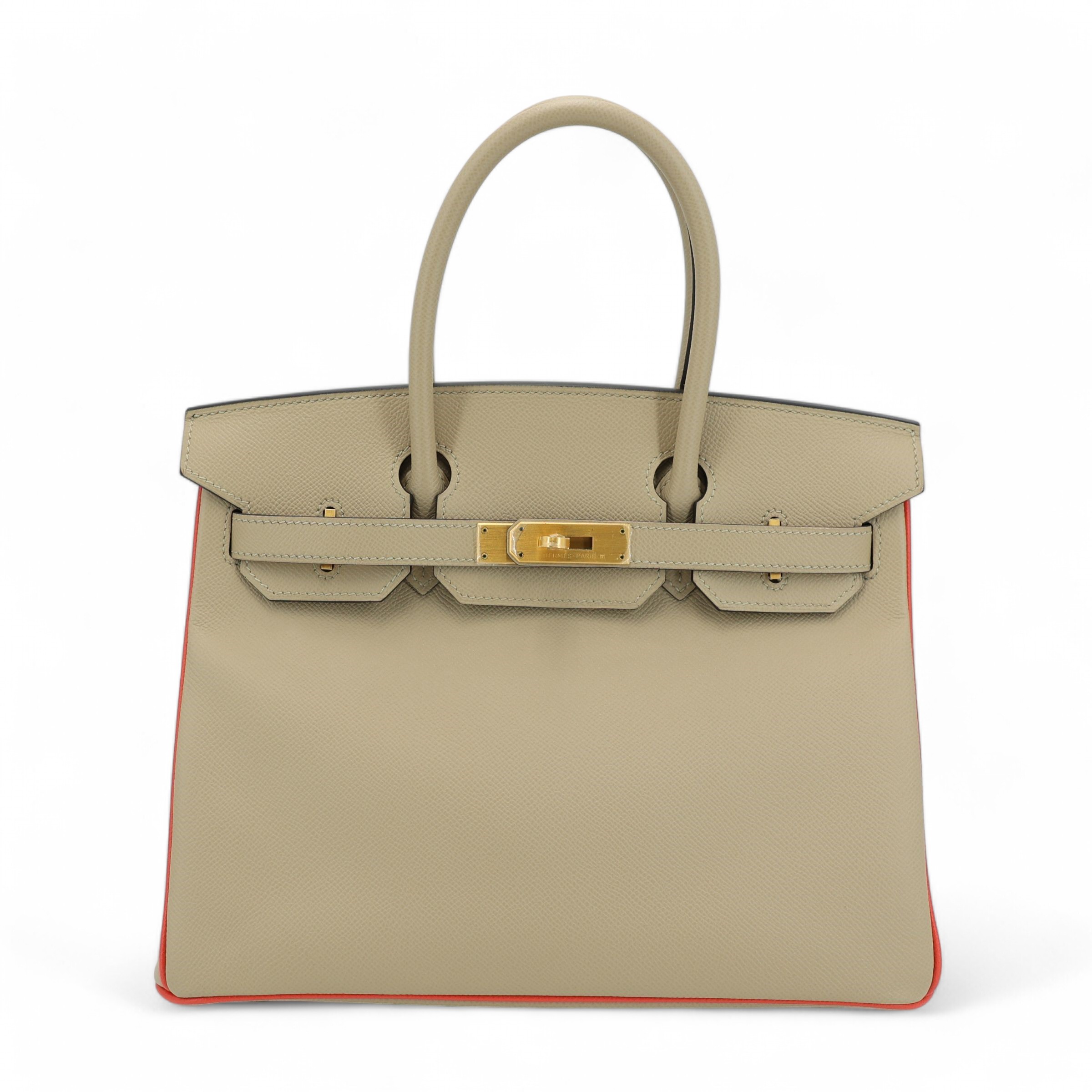 Hermes Very Good ( Rank A) HERMÈS Special Order Birkin 30 HSS Trench (S2) Rose Jaipur (T5) Epsom Brushed Gold hardware A (2017)