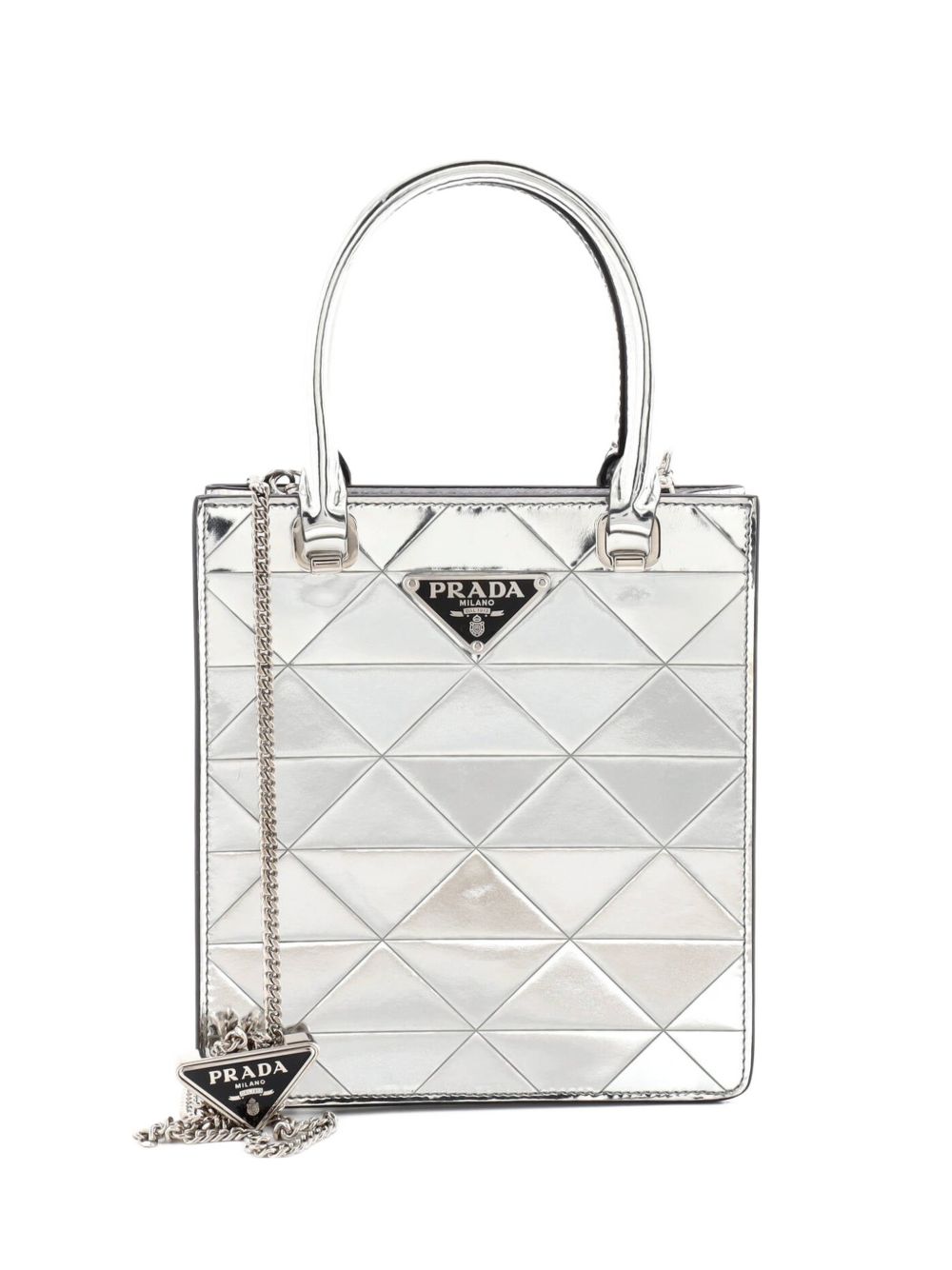 Triangle Spazzolato Leather Mini tote bag