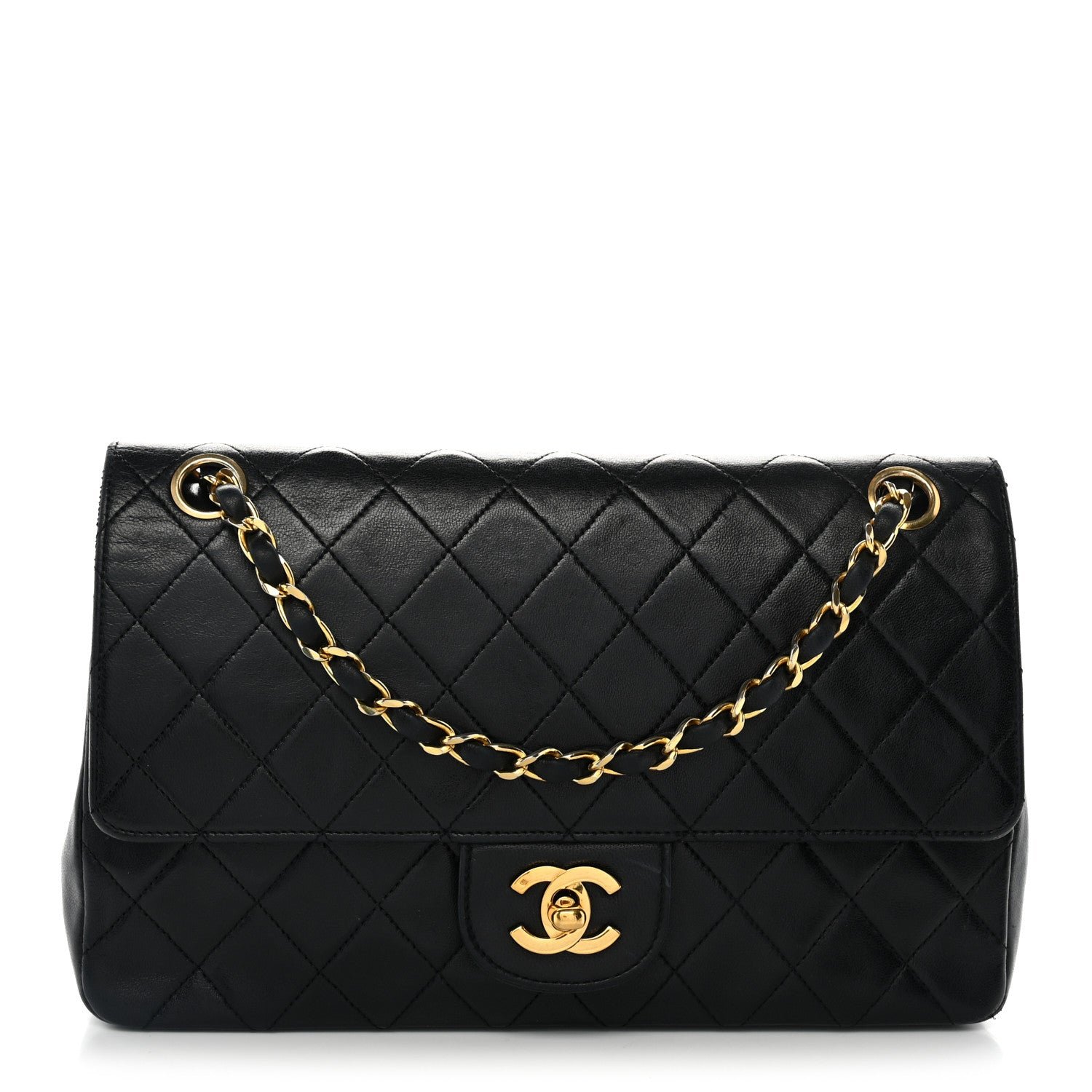 Chanel Lambskin Quilted Medium Double Flap Black