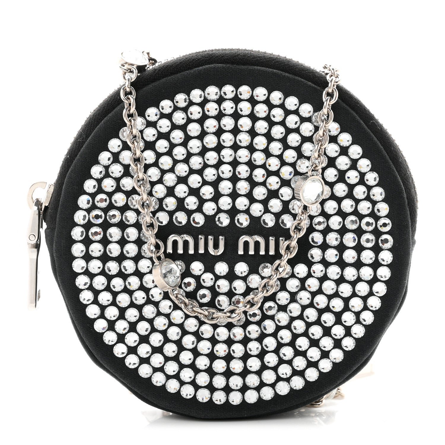 Miu Miu Miu Miu Raso Crystal Starlight Nano Circle Mini Bag Black
