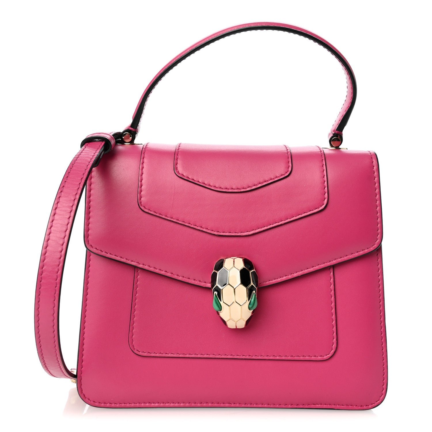 Bulgari Calfskin Serpenti Forever Top Handle Pink