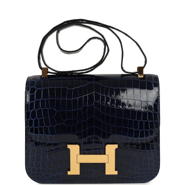 Hermes Hermes Constance 24 Bleu Saphir Shiny Niloticus Crocodile Gold Hardware