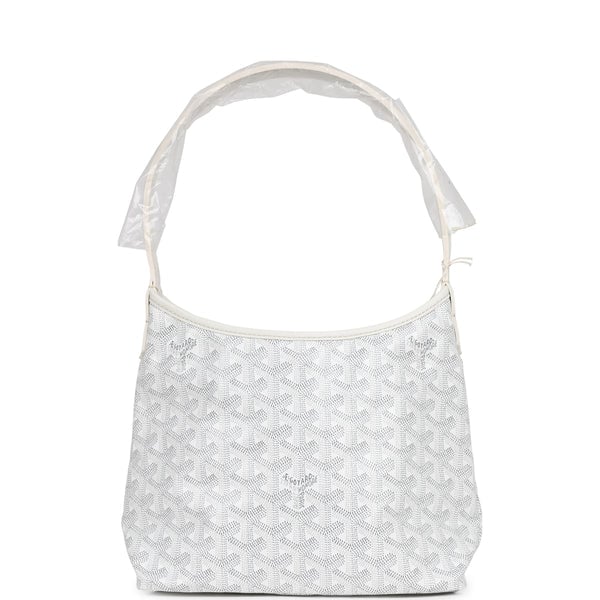 Goyard Goyardine White Boheme Mini Hobo Bag Palladium Hardware