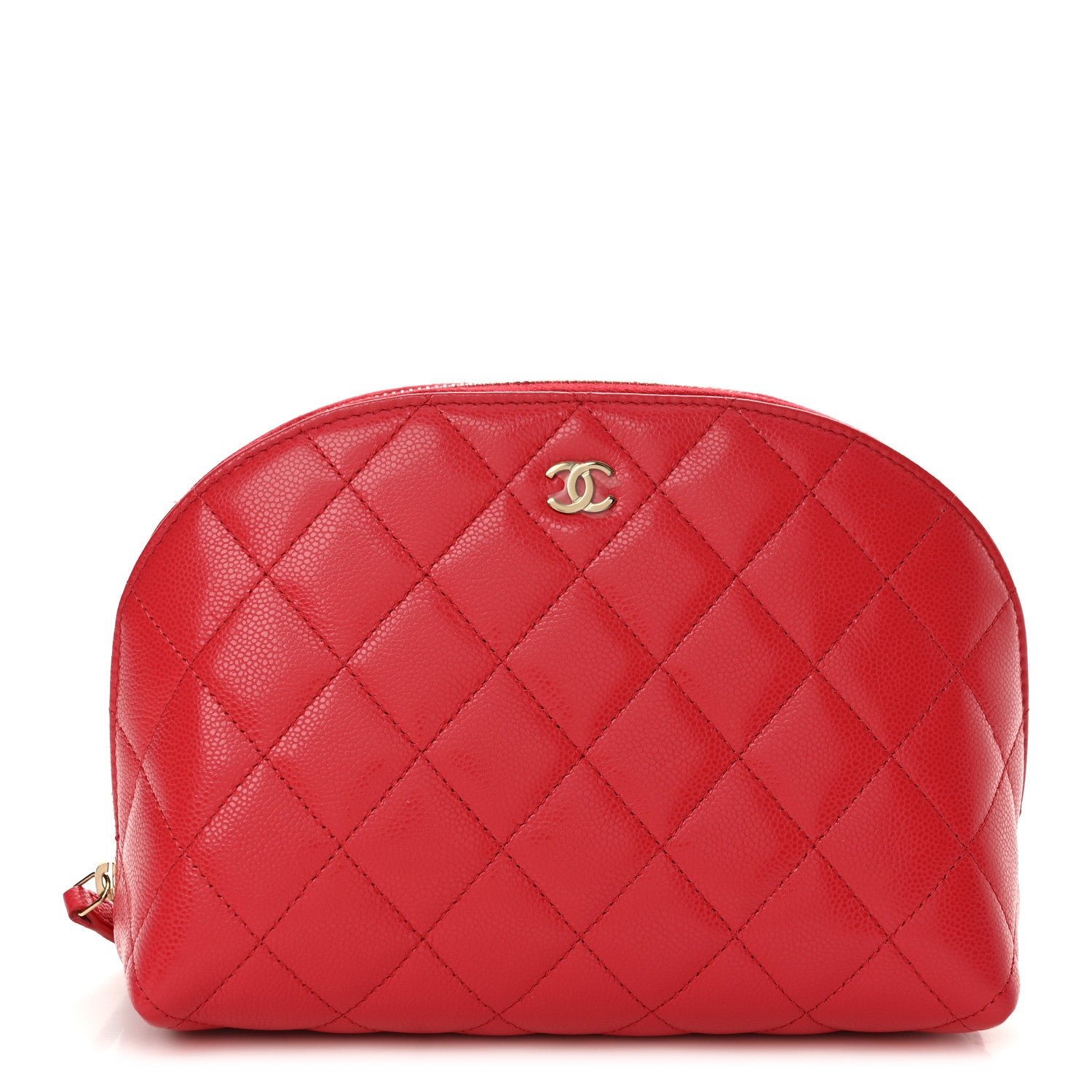 Chanel Caviar Quilted Cosmetic Case Dark Pink