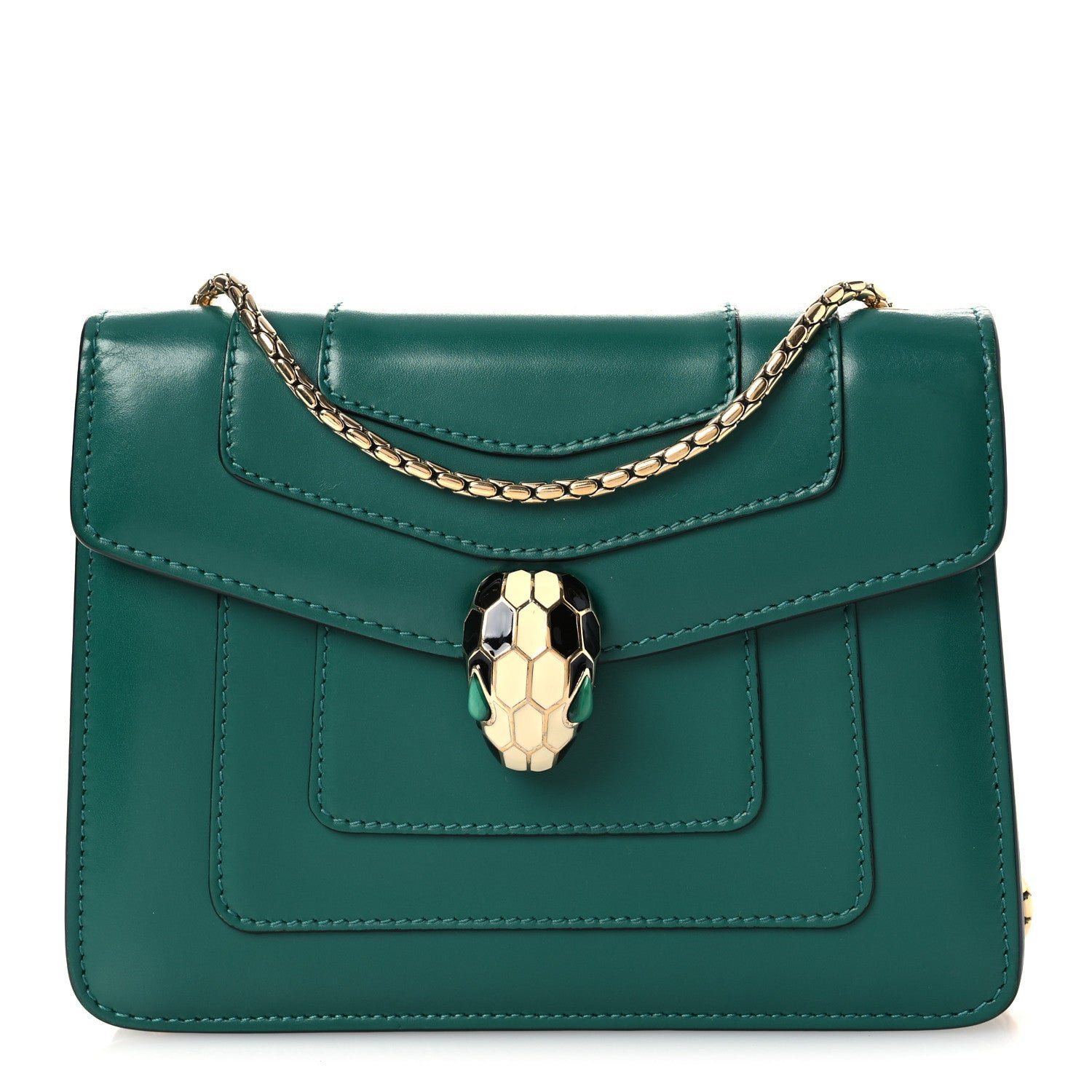 Calfskin Small Serpenti Forever Snake Strap Crossbody Bag Emerald Green