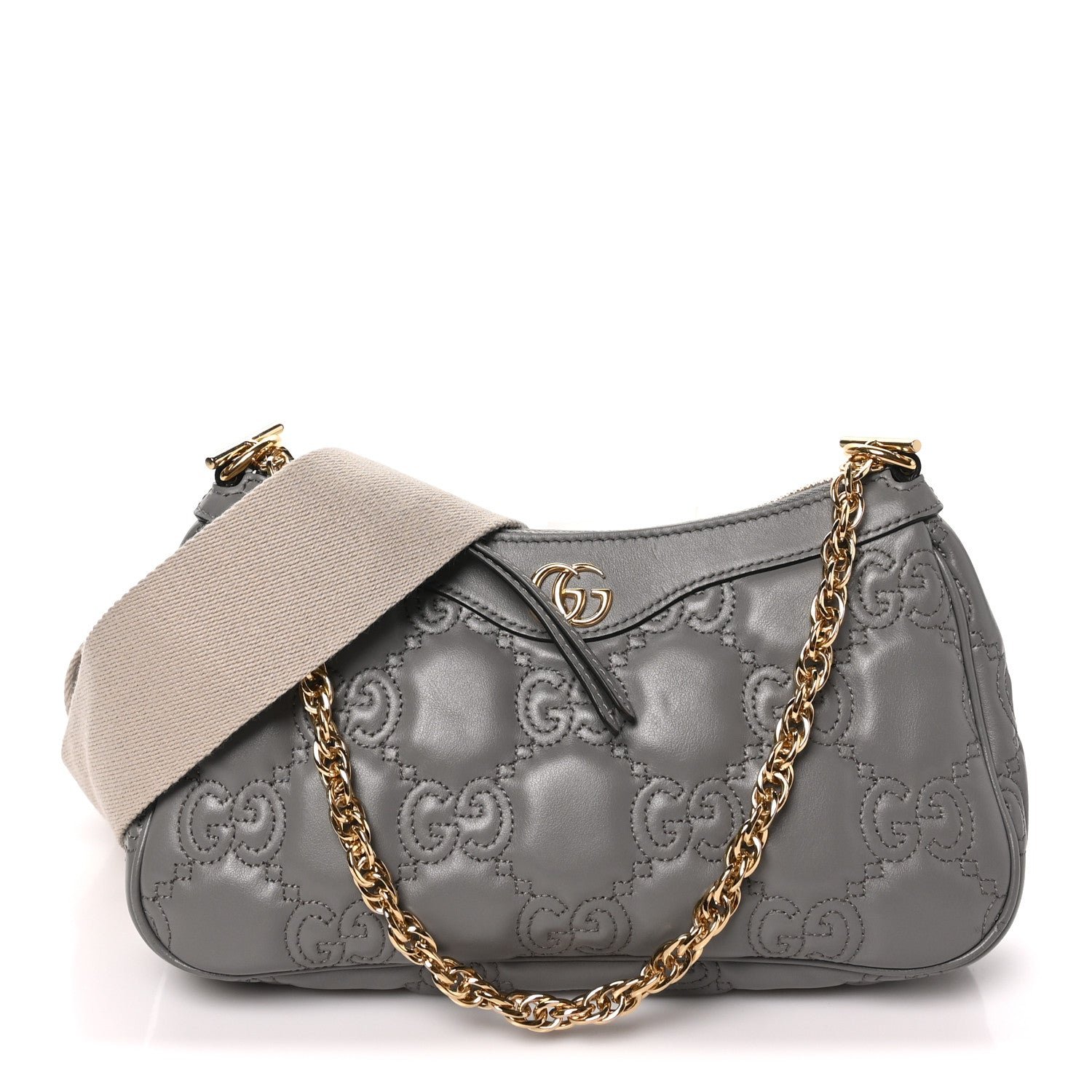 Gucci Calfskin GG Matelasse Chain Handbag Dusty Grey Natural