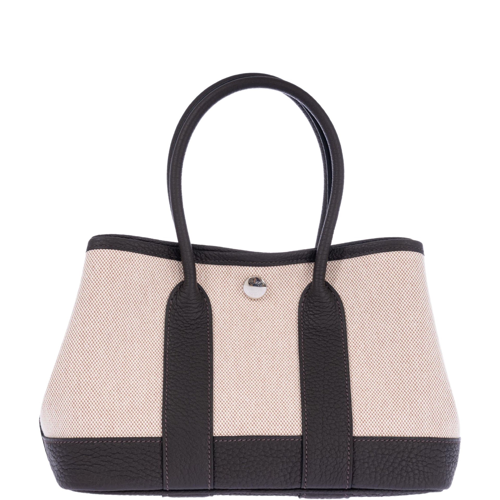 Hermes Hermès Garden Party Micro in Toile H Viking and Veau Negonda Ébène