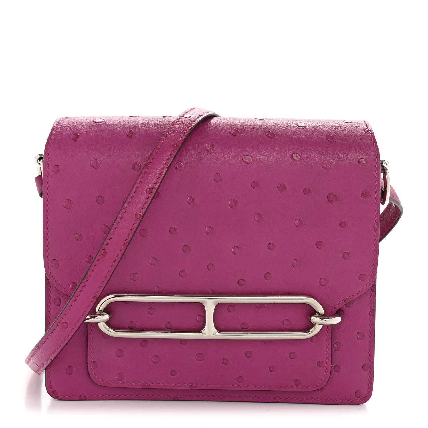 Hermes Ostrich Mini Sac Roulis Rose Pourpre