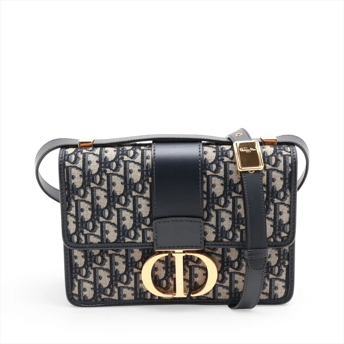 Christian Dior Oblique Montaigne Canvas & Leather Shoulder bag Navy Blue