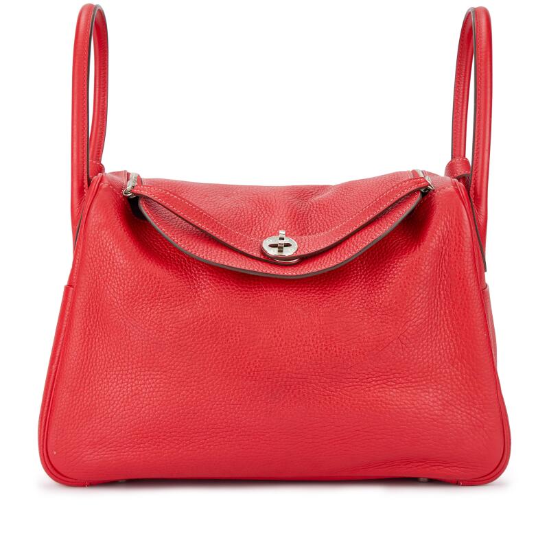 Hermes Rouge Casaque and Rose Jaipur Clemence Lindy 34 Palladium Hardware, 2012