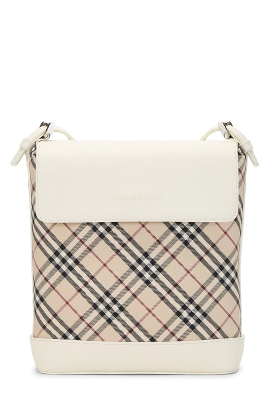 Cream Jacquard Check Flap Crossbody Small