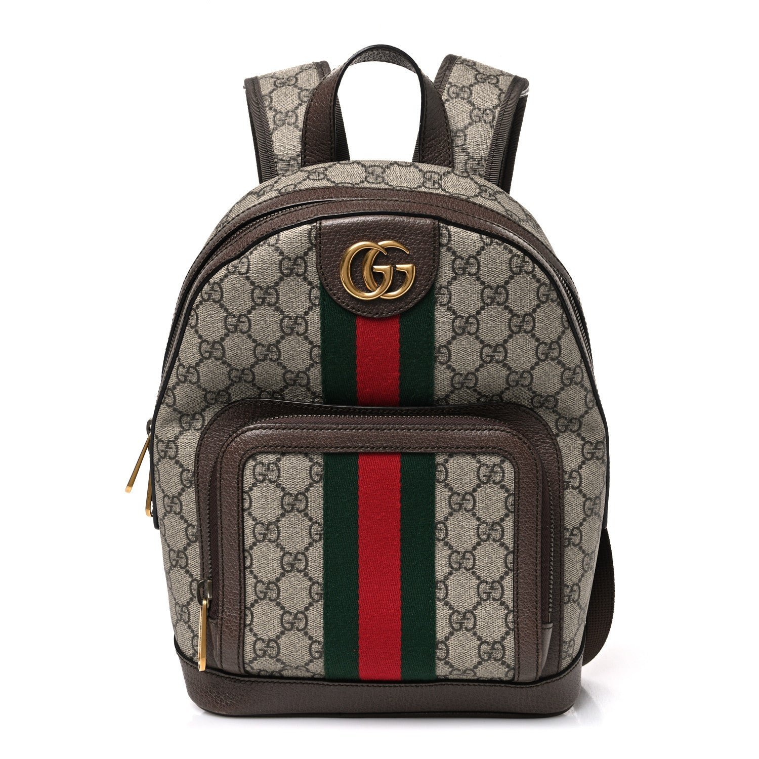 Gucci GG Supreme Monogram Calfskin Web Small Ophidia Day Backpack Beige Ebony New Acero