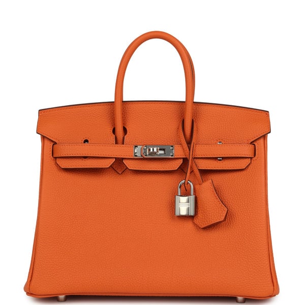 Hermes Hermes Birkin 25 Orange Togo Palladium Hardware