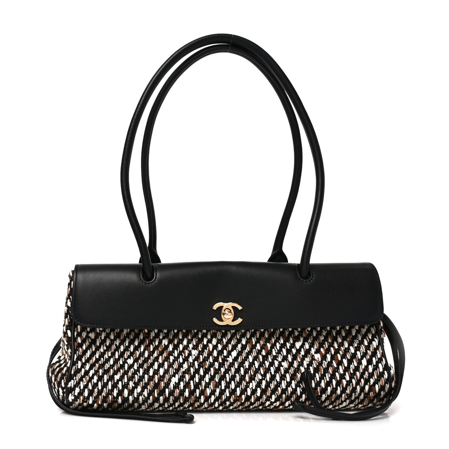 Chanel Tweed Calfskin Urban Essentials Small Shopping Bag Black Multicolor