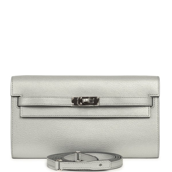 Hermes Hermes Kelly Wallet To Go Argent Chevre Chamkilight Palladium Hardware