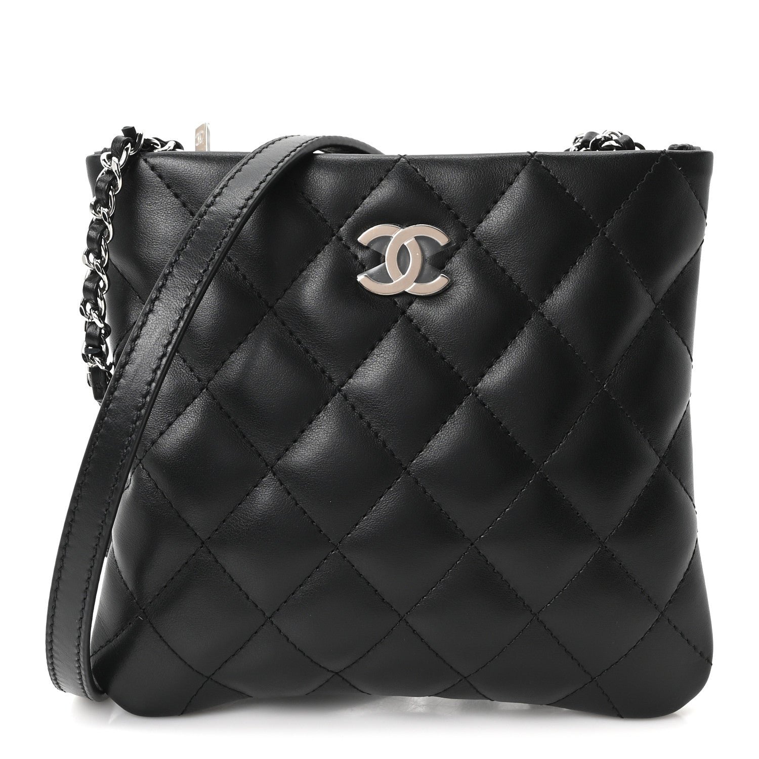 Chanel Lambskin Quilted Uniform Crossbody Bag Black