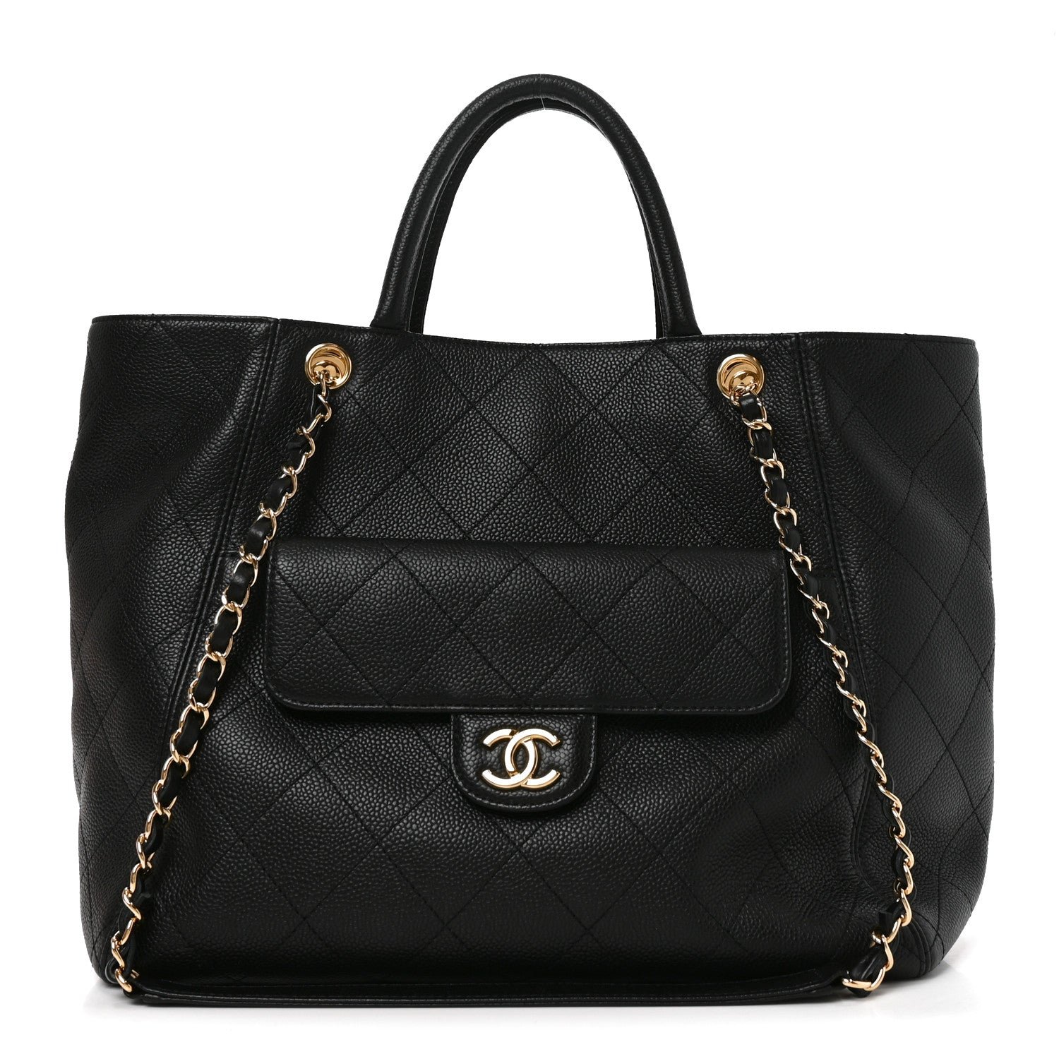 Chanel Caviar Quilted Shopping Tote Black