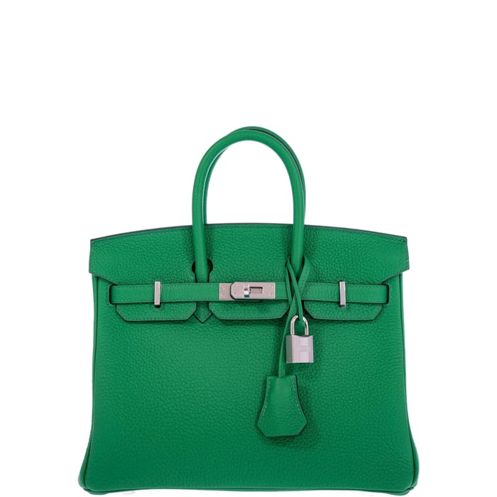 Hermes Hermès Birkin 25 Bambou Togo Palladium Hardware