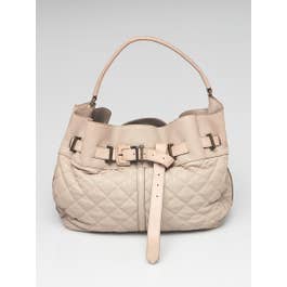 Burberry Burberry Grey Quilted Leather Medium Enmore Hobo Bag