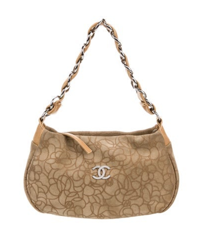 Chanel Suede Camellia Hobo