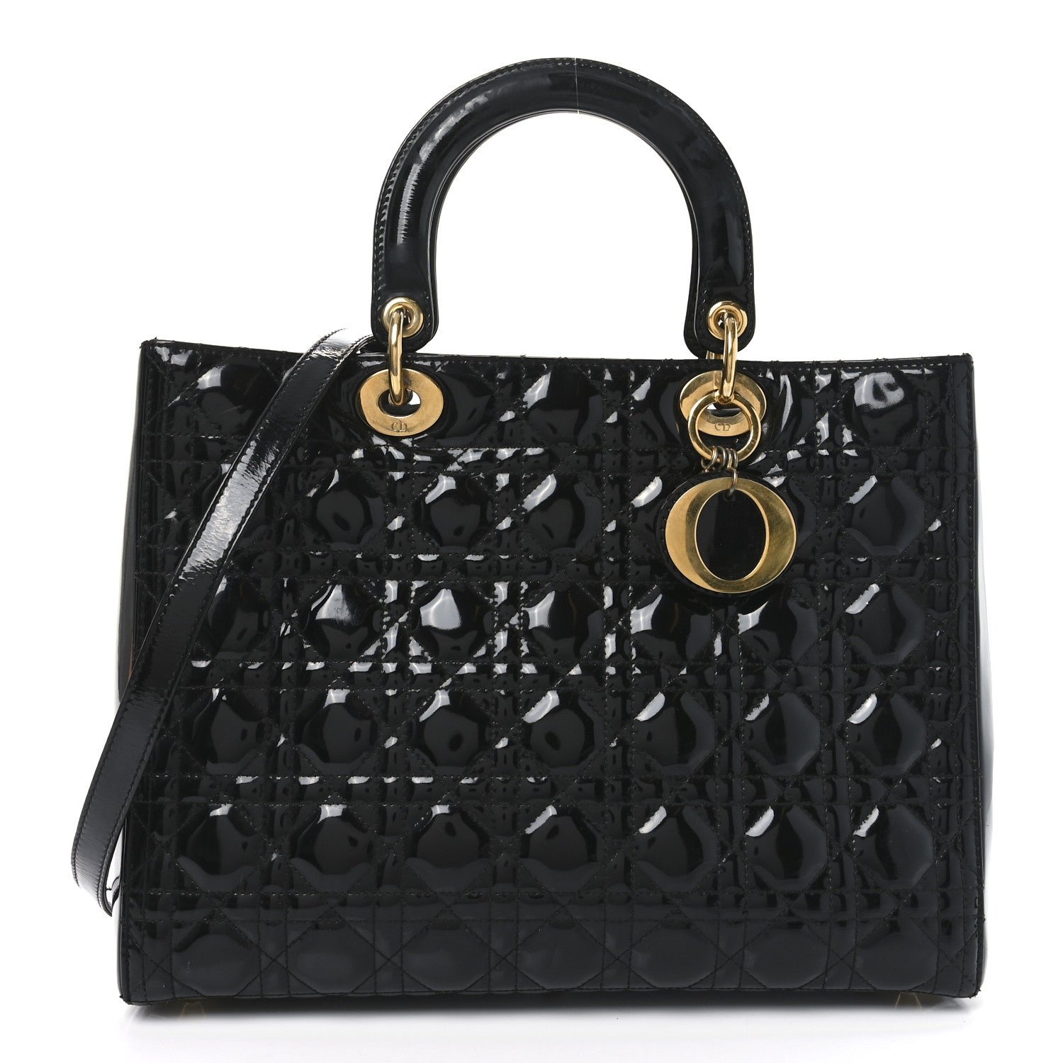Dior Patent Cannage Large Lady Dior Black