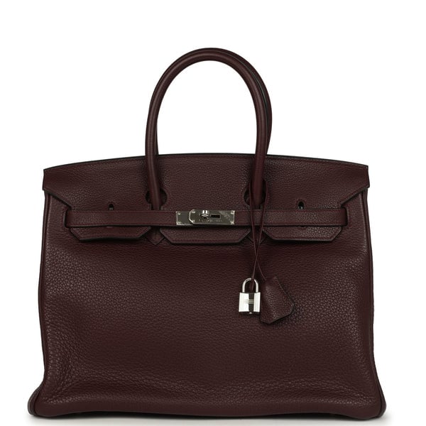 Hermes Pre-owned Hermes Birkin 35 Prune Clemence Palladium Hardware