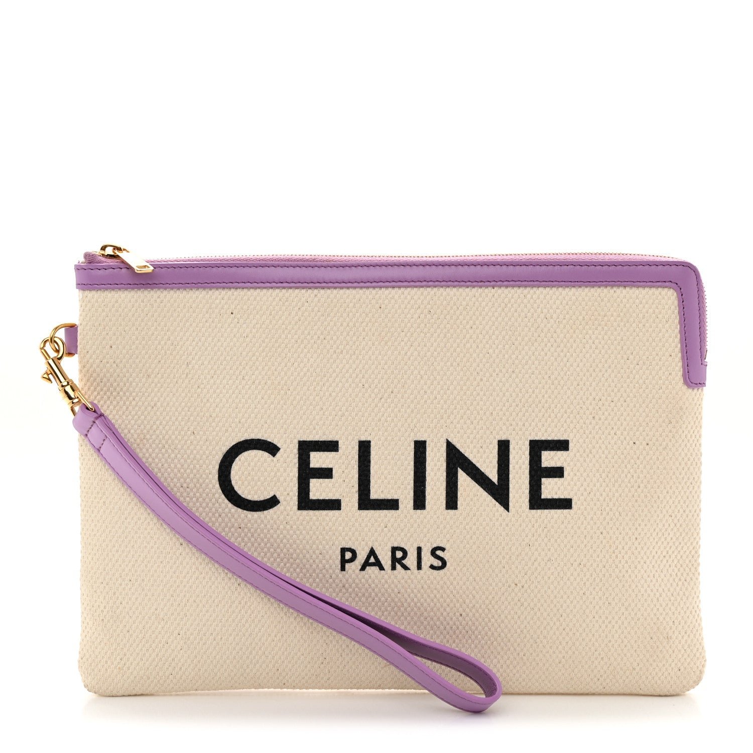 Celine Jacquard Calfskin Small Pouch Beige Purple