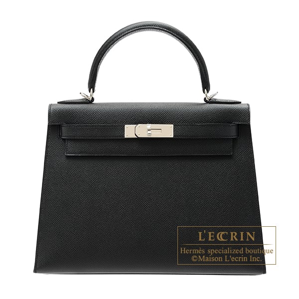 Hermes Kelly bag 28 Sellier Black Epsom leather Silver hardware
