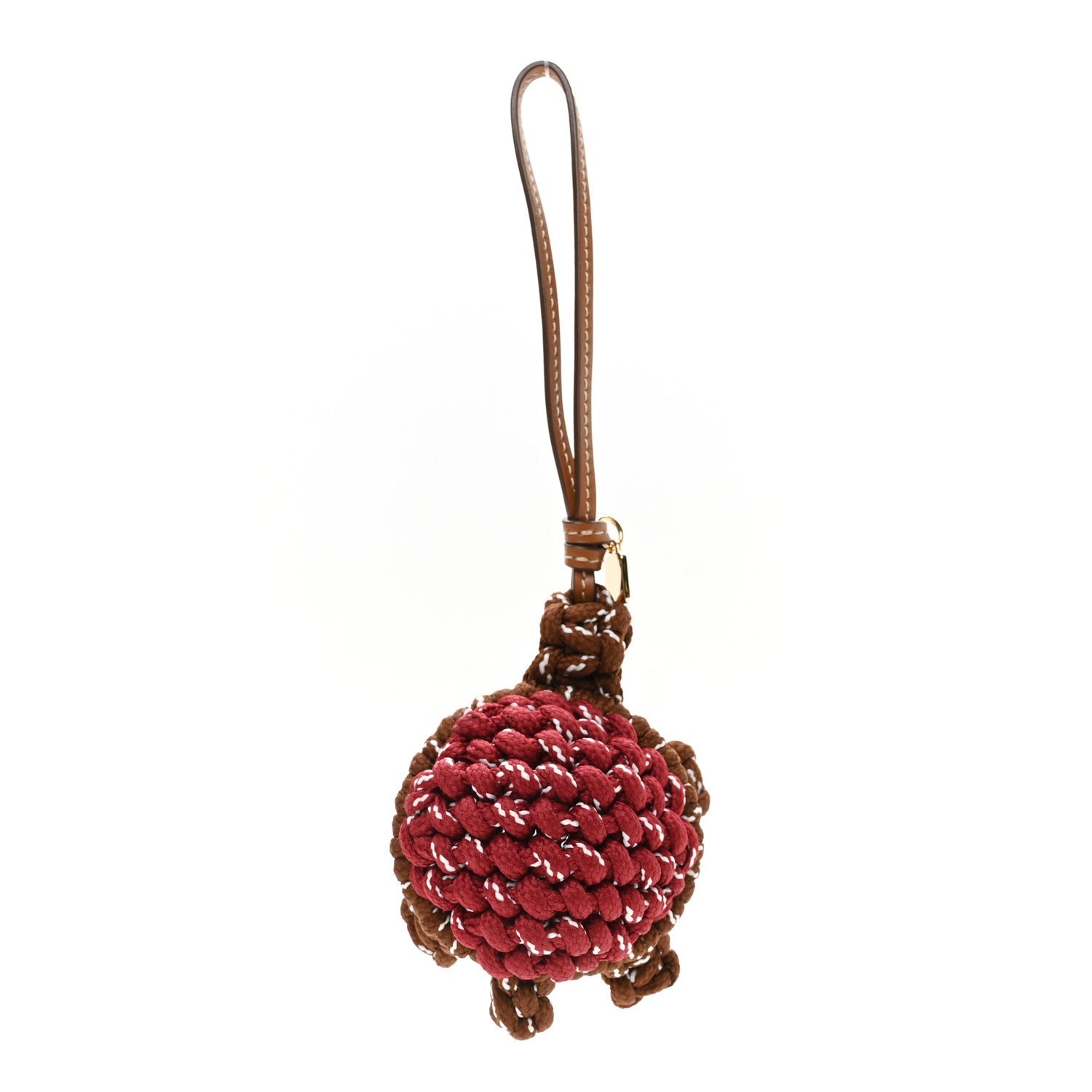 Miu Miu Nastro Soft Calfskin Turle Trick Bag Charm Tobacco Amarant