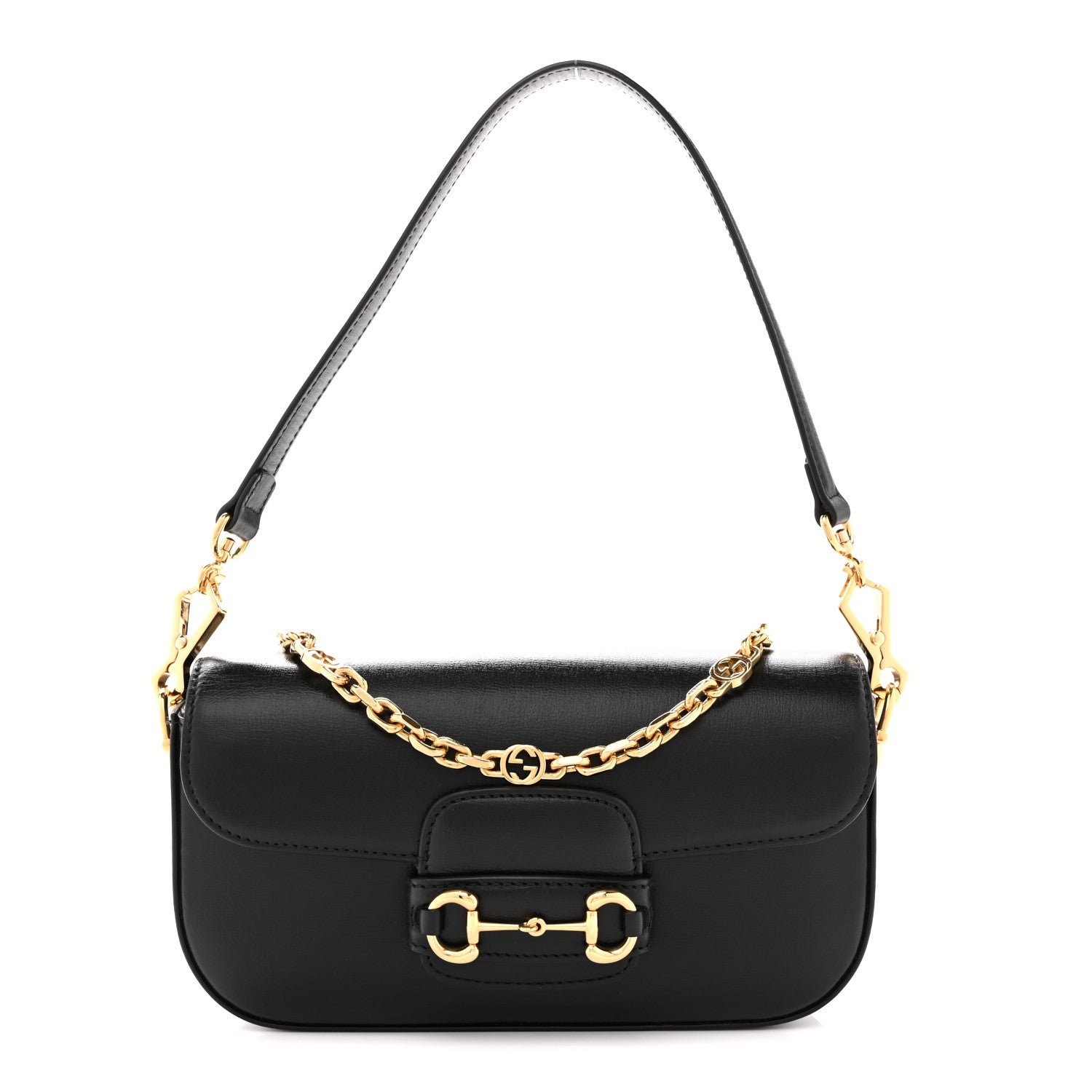 Gucci Azalea Calfskin Small Horsebit 1955 Chain Shoulder Bag Black