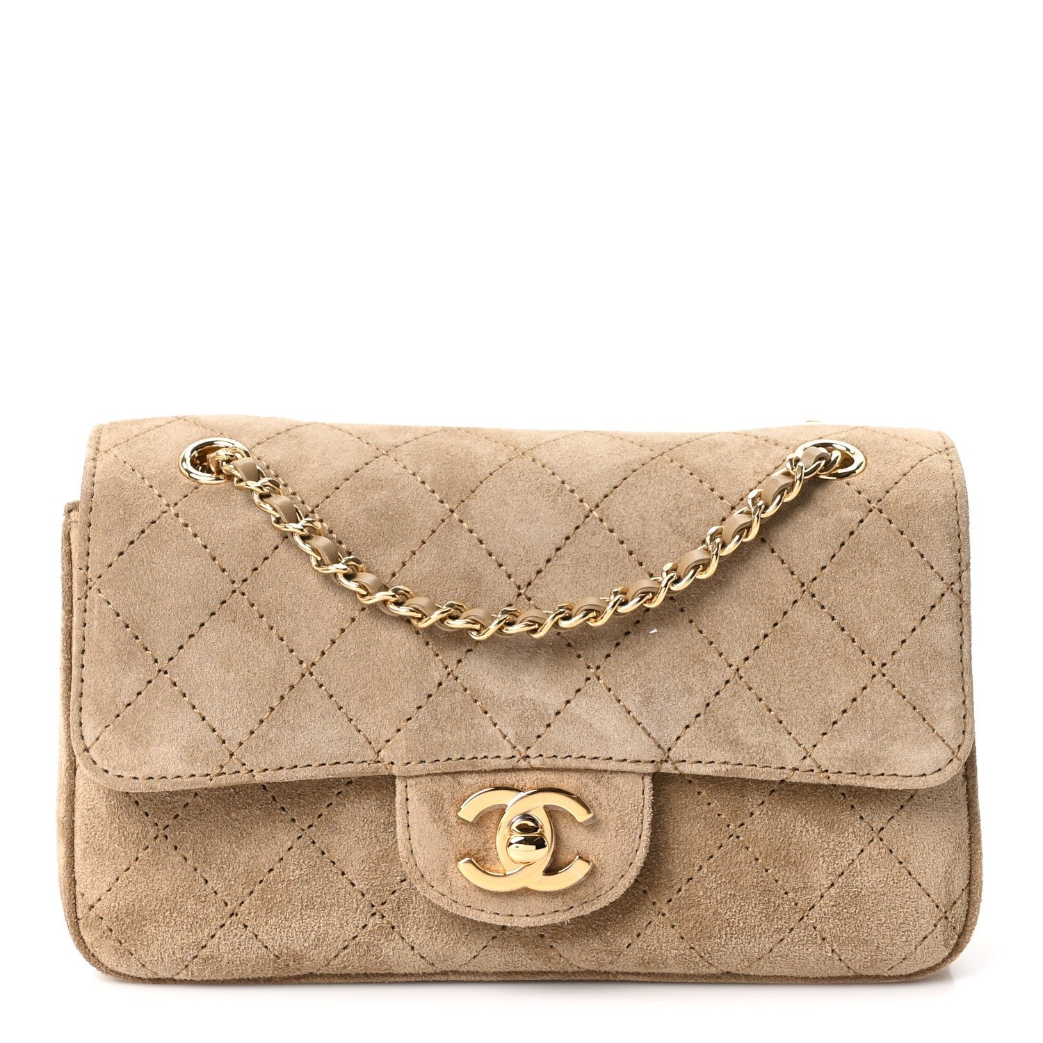 Chanel Suede Calfskin Mini Souplissimo Flap Dark Beige