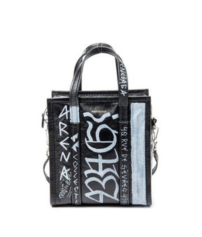 Balenciaga Leather Be Made Grafitti Shopper Tote Xs