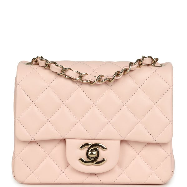 Chanel Mini Classic Square Flap Bag Pink Lambskin Gold Hardware