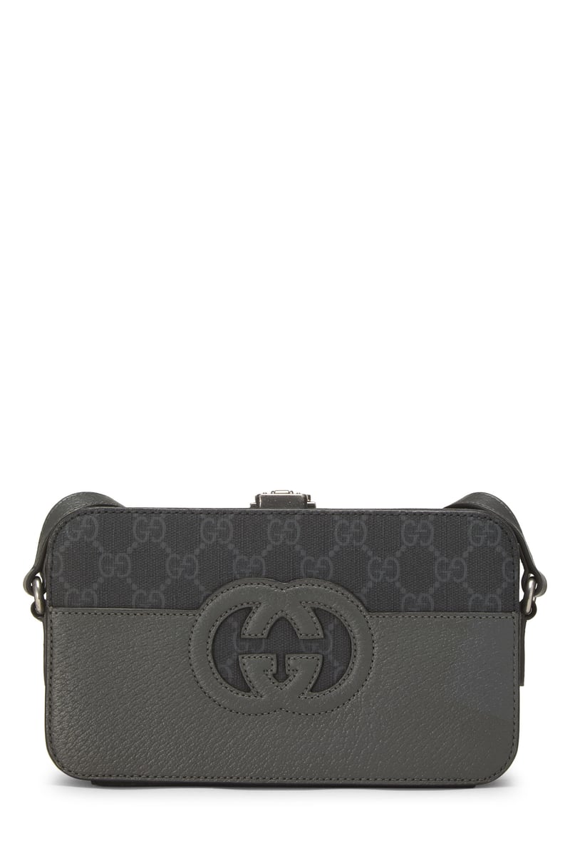 Gucci Grey GG Supreme Canvas Padlock Crossbody Bag