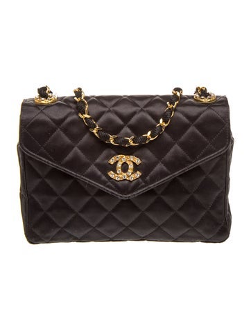 Satin Crystal CC Flap Bag