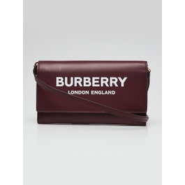 Burberry Burberry Mahogany Red Leather Hazelmere Wallet On Strap Bag