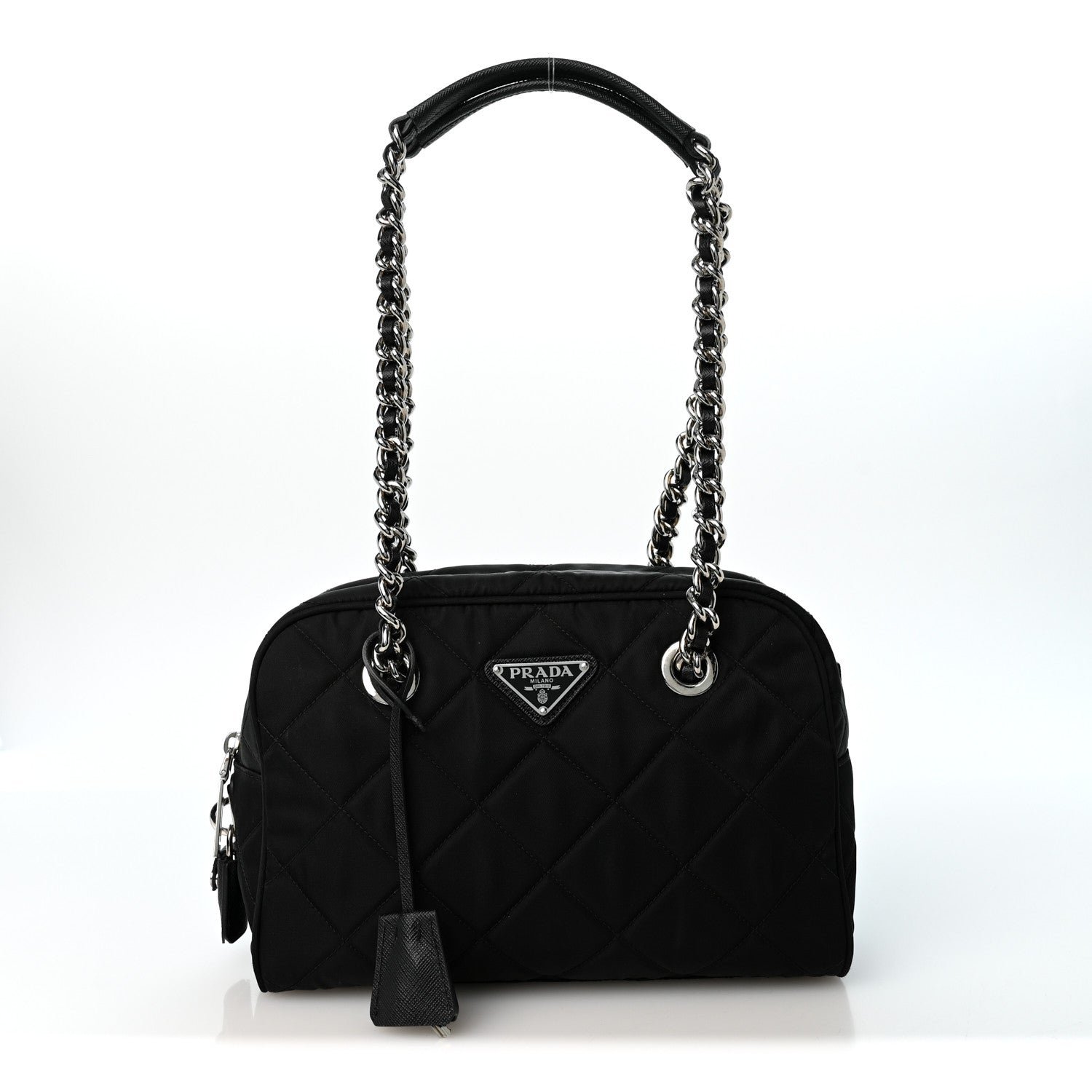 Prada Nylon Tessuto Impuntu Quilted Shoulder Bag Black