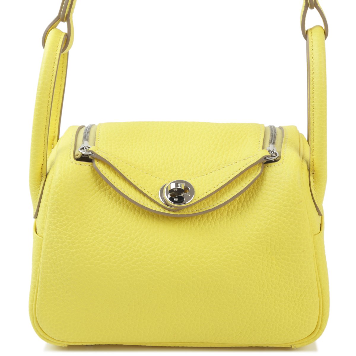 Excellent ( Rank SA ) HERMÈS Mini Lindy Lime (9R) Clemence Palladium hardware Z (2021)