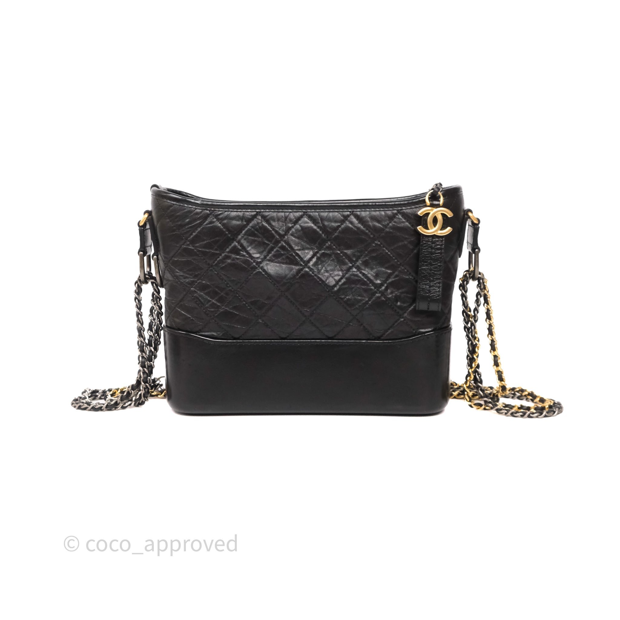 Chanel New Medium Gabrielle Hobo Quilted Black Aged Calfskin