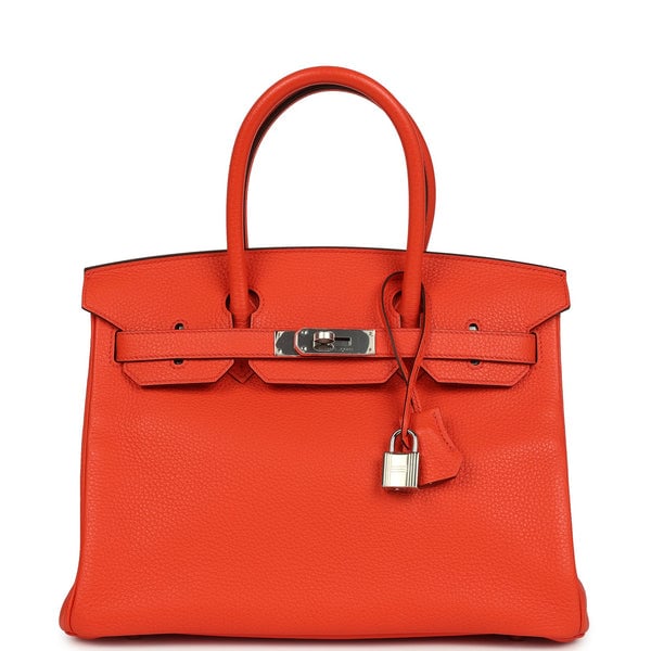 Hermes Hermes Birkin 30 Orange Poppy Togo Palladium Hardware