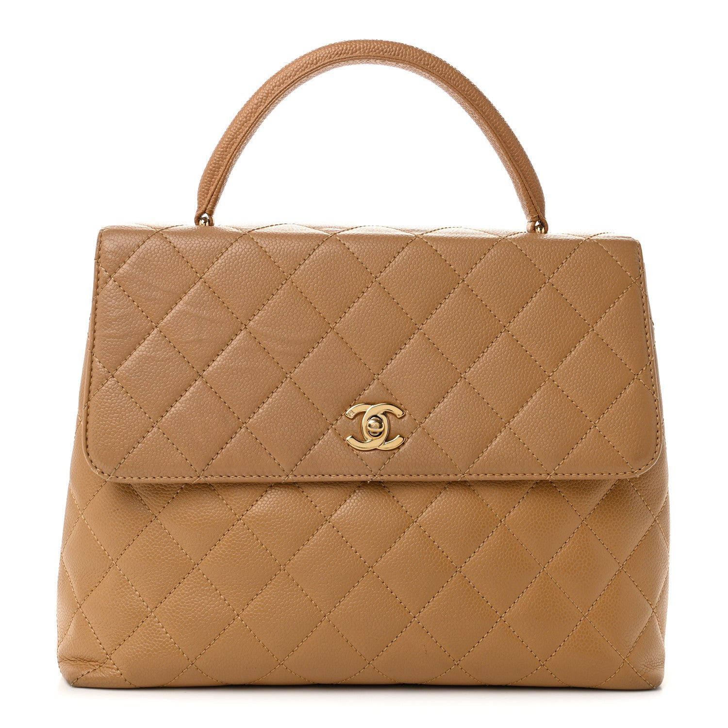 Chanel Caviar Quilted Jumbo Kelly Flap Beige