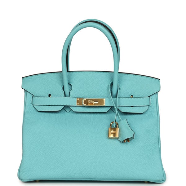 Hermes Hermes Birkin 30 Bleu Atoll Clemence Gold Hardware