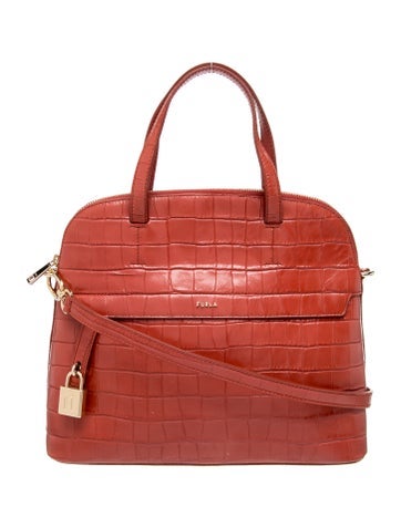 Furla Embossed Leather Top Handle Bag