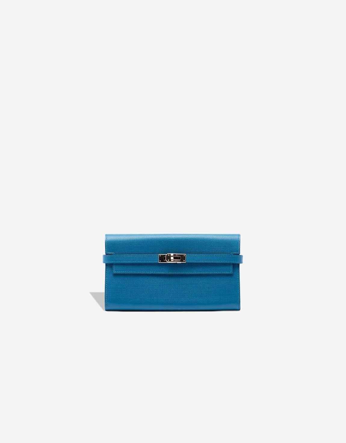 
		Kelly Long Wallet Veau Evergrain Bleu Zanzibar    