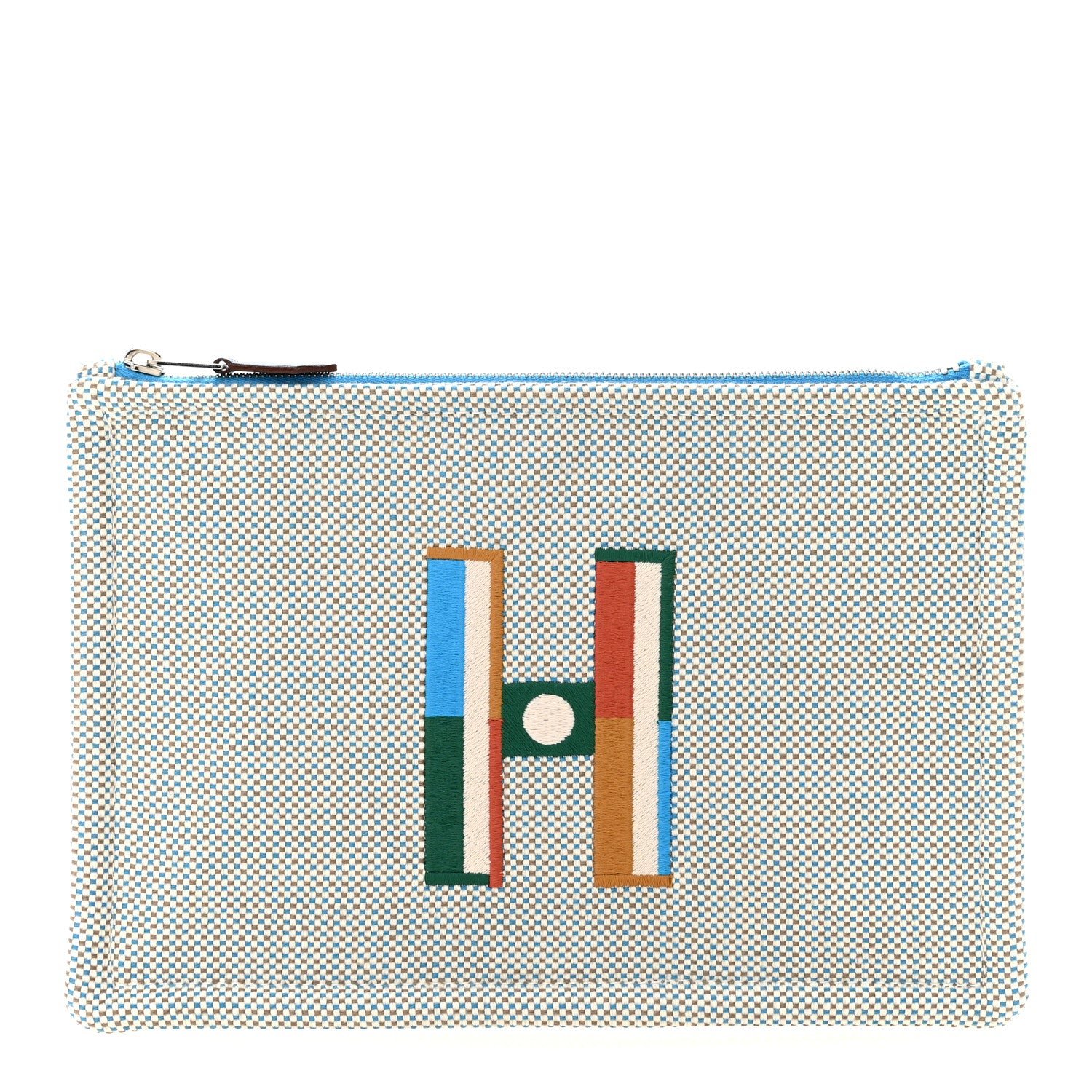 Hermes Toile Small Faubourg Corner Case  Cyan Galet